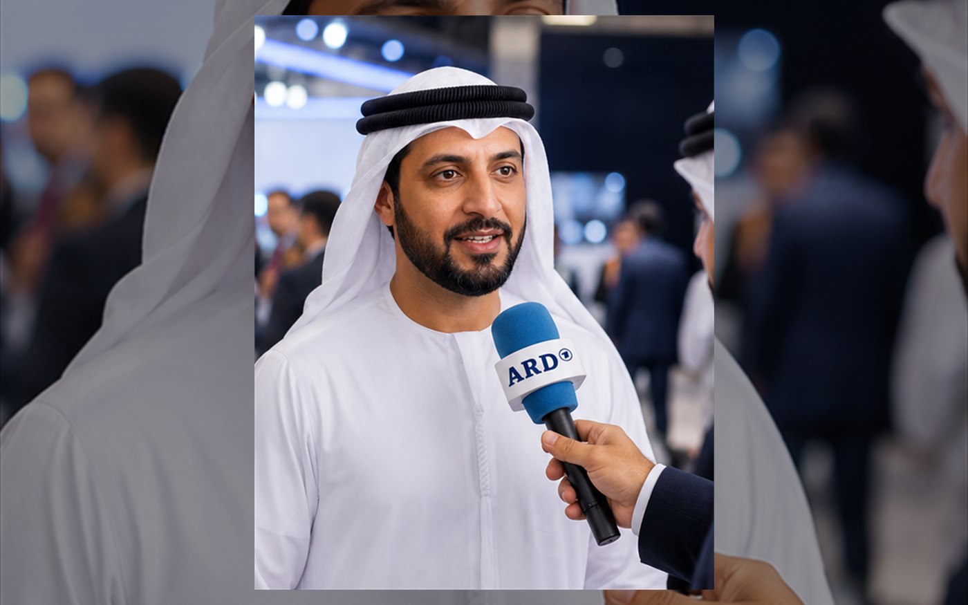 Ali Al-M. during a Berlin Investor Briefings interview setting focused on Mubadala, sovereign capital and AI infrastructure.